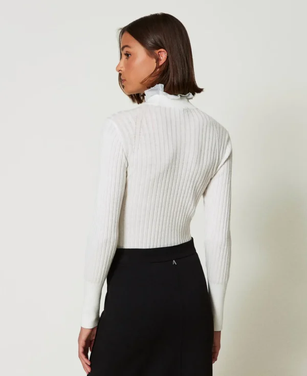Pulls Et Cardigans*TWINSET Milano Pull Col Montant Avec Perles Crème White