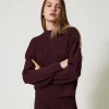 pull_col_montant_avec_tor_0.webp Pulls Et Cardigans*TWINSET Milano Pull Col Montant Avec Torsades Et Strass Potent Purple