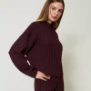 pull_col_montant_avec_tor_2.webp Pulls Et Cardigans*TWINSET Milano Pull Col Montant Avec Torsades Et Strass Potent Purple