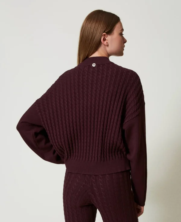 pull_col_montant_avec_tor_3.webp Pulls Et Cardigans*TWINSET Milano Pull Col Montant Avec Torsades Et Strass Potent Purple