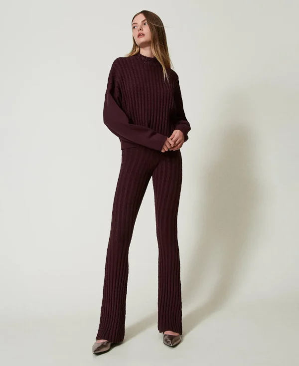 pull_col_montant_avec_tor_5.webp Pulls Et Cardigans*TWINSET Milano Pull Col Montant Avec Torsades Et Strass Potent Purple