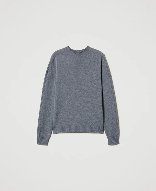 pull_col_montant_en_cache_1.webp Pulls Et Cardigans*TWINSET Milano Pull Col Montant En Cachemire Gris moyen chiné
