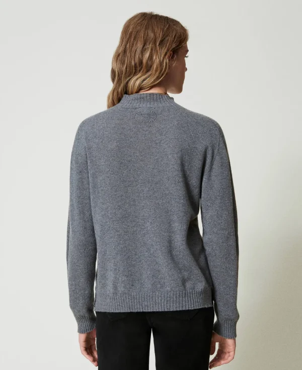 pull_col_montant_en_cache_3.webp Pulls Et Cardigans*TWINSET Milano Pull Col Montant En Cachemire Gris moyen chiné