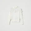 pull_col_roul_en_laine_et_1.webp Pulls Et Cardigans*TWINSET Milano Pull Col Roulé En Laine Et Cachemire Blanc « Old White »