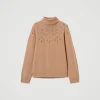 Pulls Et Cardigans*TWINSET Milano Pull Col Roulé En Mélange De Laine Et Lurex Bicolore Marron « Sandy Brown »/Or Lurex