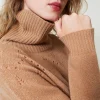 Pulls Et Cardigans*TWINSET Milano Pull Col Roulé En Mélange De Laine Et Lurex Bicolore Marron « Sandy Brown »/Or Lurex