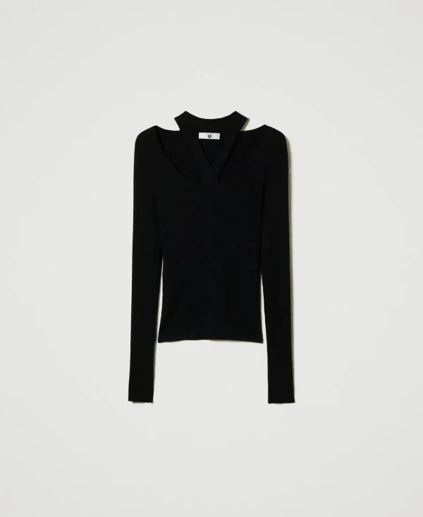 Pulls Et Cardigans*TWINSET Milano Pull Côtelé Avec Ajour Noir