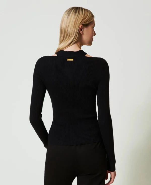 Pulls Et Cardigans*TWINSET Milano Pull Côtelé Avec Ajour Noir