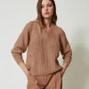 Pulls Et Cardigans*TWINSET Milano Pull Côtelé Avec Torsades Marron « Beaver »