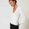 Pulls Et Cardigans*TWINSET Milano Pull En Angora Mélangé Avec Perles Blanc Neige