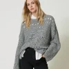 Pulls Et Cardigans*TWINSET Milano Pull En Laine Mélangée Avec Sequins Gris Chiné Foncé