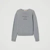 pull_en_laine_mlange_avec_1-4.webp Pulls Et Cardigans*TWINSET Milano Pull En Laine Mélangée Avec Logo Brodé Gris Chiné Foncé