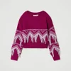 Pulls Et Cardigans*TWINSET Milano Pull En Laine Mélangée Avec Franges Bicolore Magenta Purple/Blanc Cassé