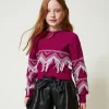 Pulls Et Cardigans*TWINSET Milano Pull En Laine Mélangée Avec Franges Bicolore Magenta Purple/Blanc Cassé