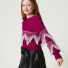 Pulls Et Cardigans*TWINSET Milano Pull En Laine Mélangée Avec Franges Bicolore Magenta Purple/Blanc Cassé