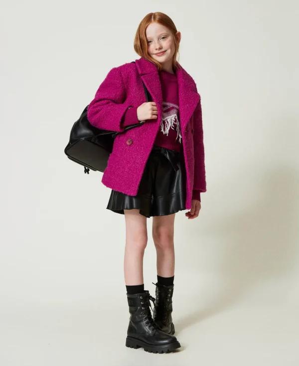 Pulls Et Cardigans*TWINSET Milano Pull En Laine Mélangée Avec Franges Bicolore Magenta Purple/Blanc Cassé