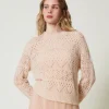 Pulls Et Cardigans*TWINSET Milano Pull En Mohair Mélangé Avec Différents Points Rose « Peach Pink »