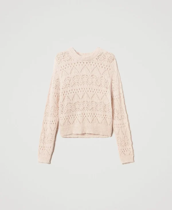 Pulls Et Cardigans*TWINSET Milano Pull En Mohair Mélangé Avec Différents Points Rose « Peach Pink »