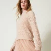 Pulls Et Cardigans*TWINSET Milano Pull En Mohair Mélangé Avec Différents Points Rose « Peach Pink »