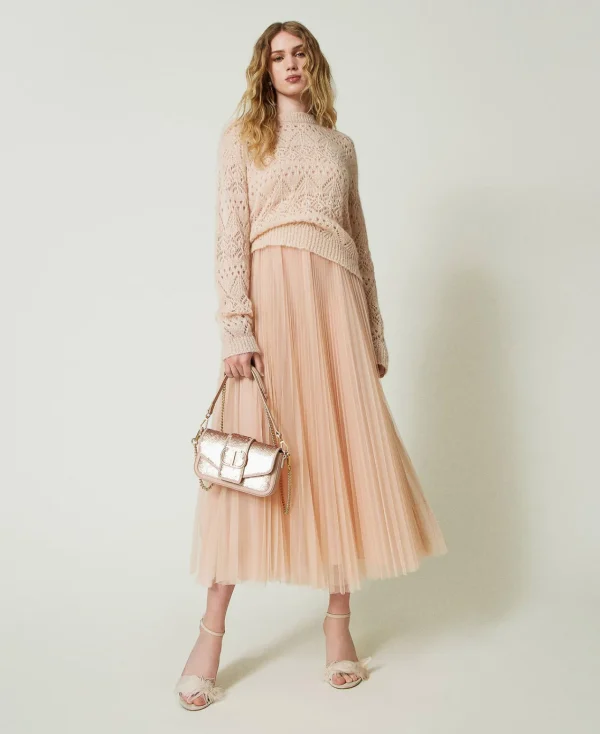 Pulls Et Cardigans*TWINSET Milano Pull En Mohair Mélangé Avec Différents Points Rose « Peach Pink »