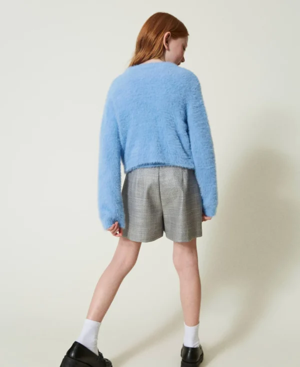 Pulls Et Cardigans*TWINSET Milano Pull Et Cardigan Avec Bouton Oval T Bleu « Frozen Fjord »