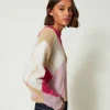 pull_jacquard_argyle_en_l_3.webp Pulls Et Cardigans*TWINSET Milano Pull Jacquard Argyle En Laine Mélangée Jacquard Argyle Rose