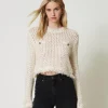 Pulls Et Cardigans*TWINSET Milano Pull Jacquard Point Filet Blanc « Old White »