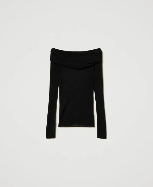 Pulls Et Cardigans*TWINSET Milano Pull épaules Dénudées En Viscose Noir