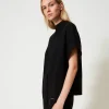 Ponchos*TWINSET Milano Pull Poncho Côtelé Noir