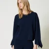 Pulls Et Cardigans*TWINSET Milano Pull Ras-du-cou Avec Volant Indigo