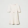 robe_courte_avec_bride_ov_1.webp Robes De Cérémonie | Robes Courtes*TWINSET Milano Robe Courte Avec Bride Oval T Blanc « Old White »