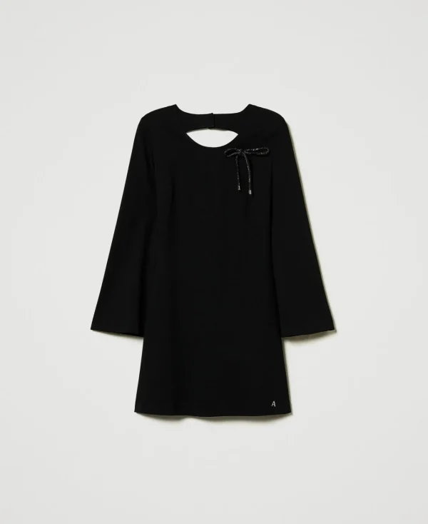 robe_courte_avec_broche_s_1.webp Robes Courtes*TWINSET Milano Robe Courte Avec Broche Strassée Noir