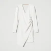 robe_courte_avec_chane_ov_1.webp Robes De Cérémonie | Robes Courtes*TWINSET Milano Robe Courte Avec Chaîne Oval T Blanc « Old White »