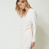 robe_courte_avec_chane_ov_3.webp Robes De Cérémonie | Robes Courtes*TWINSET Milano Robe Courte Avec Chaîne Oval T Blanc « Old White »