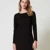 robe_courte_avec_dentelle_2.webp Robes Courtes*TWINSET Milano Robe Courte Avec Dentelle Noir
