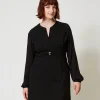 robe_courte_avec_nud_et_o_0.webp Robes Courtes*TWINSET Milano Robe Courte Avec Nœud Et Oval T Noir