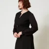 robe_courte_avec_nud_et_o_2.webp Robes Courtes*TWINSET Milano Robe Courte Avec Nœud Et Oval T Noir