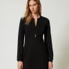 robe_courte_avec_nud_et_o_5.webp Robes Courtes*TWINSET Milano Robe Courte Avec Nœud Et Oval T Noir