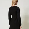 robe_courte_avec_nud_et_o_7.webp Robes Courtes*TWINSET Milano Robe Courte Avec Nœud Et Oval T Noir
