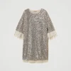 robe_courte_avec_sequins__1.webp Robes De Cérémonie | Robes Courtes*TWINSET Milano Robe Courte Avec Sequins All-over Platine