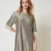 robe_courte_avec_sequins__2.webp Robes De Cérémonie | Robes Courtes*TWINSET Milano Robe Courte Avec Sequins All-over Platine