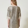 robe_courte_avec_sequins__3.webp Robes De Cérémonie | Robes Courtes*TWINSET Milano Robe Courte Avec Sequins All-over Platine