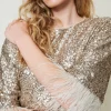 robe_courte_avec_sequins__4.webp Robes De Cérémonie | Robes Courtes*TWINSET Milano Robe Courte Avec Sequins All-over Platine