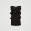 robe_courte_avec_volants__1-1.webp Robes De Cérémonie | Robes Courtes*TWINSET Milano Robe Courte Avec Volants En Crêpe Georgette Noir