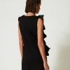 robe_courte_avec_volants__3-1.webp Robes De Cérémonie | Robes Courtes*TWINSET Milano Robe Courte Avec Volants En Crêpe Georgette Noir