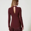 robe_courte_avec_volants__3.webp Robes Élégantes | Robes Courtes*TWINSET Milano Robe Courte Avec Volants Plissés En Tulle Rouge « Plum Wine »