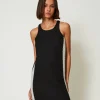 Robes De Cérémonie | Robes Courtes*TWINSET Milano Robe Courte Effet Tissu Natté Avec Perles Noir