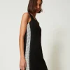Robes De Cérémonie | Robes Courtes*TWINSET Milano Robe Courte Effet Tissu Natté Avec Perles Noir