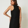 Robes De Cérémonie | Robes Courtes*TWINSET Milano Robe Courte Effet Tissu Natté Avec Perles Noir