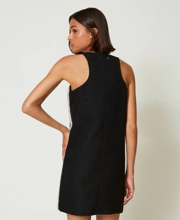Robes De Cérémonie | Robes Courtes*TWINSET Milano Robe Courte Effet Tissu Natté Avec Perles Noir